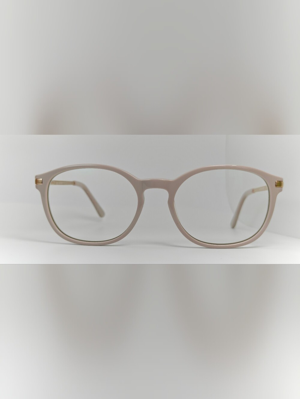 New Bedford. Nude. Women's Neutral Beige Gold Round Frame Glasses.